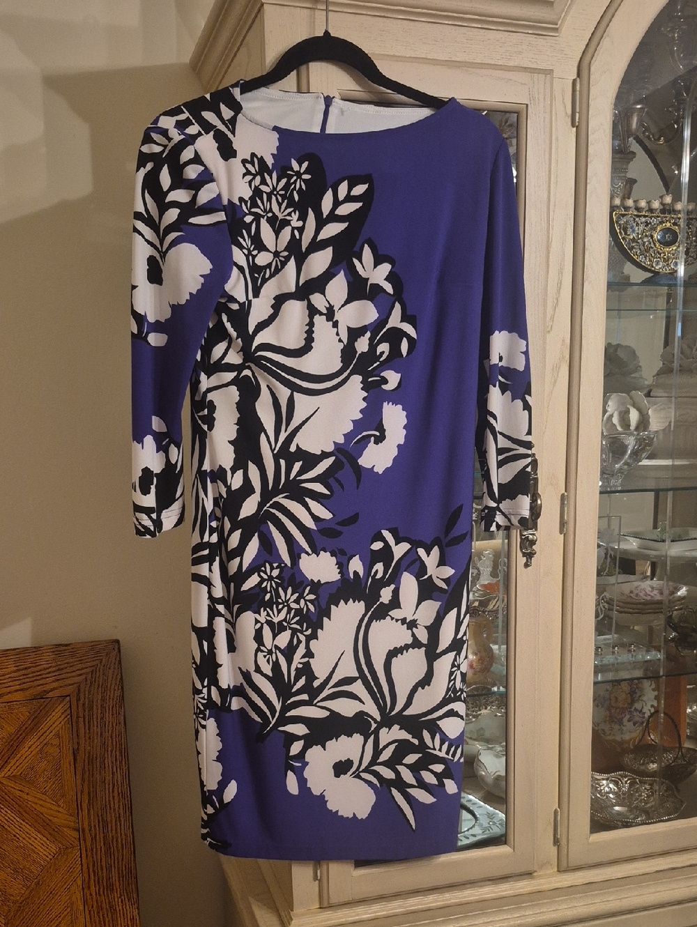 Joseph Ribkoff Purple Floral Print Midi Dress